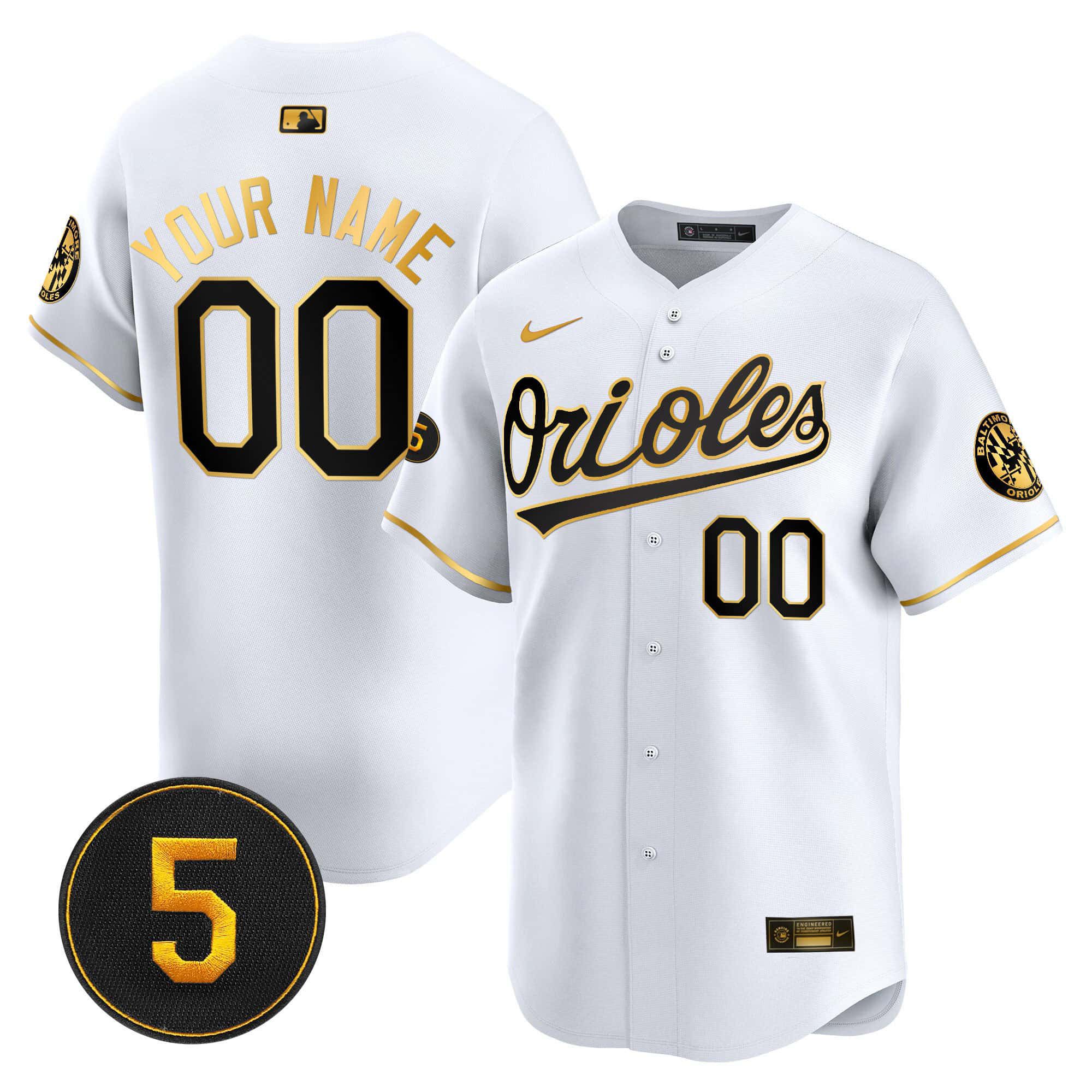 Men Baltimore Orioles White 2024 Nike Robinson Patch Vapor Premier Limited Custom MLB Jersey->->